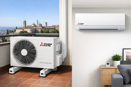 Installazione condizionatore Mitsubishi Electric Kirigamine Zen a Bergamo da Idraulica Piatti.