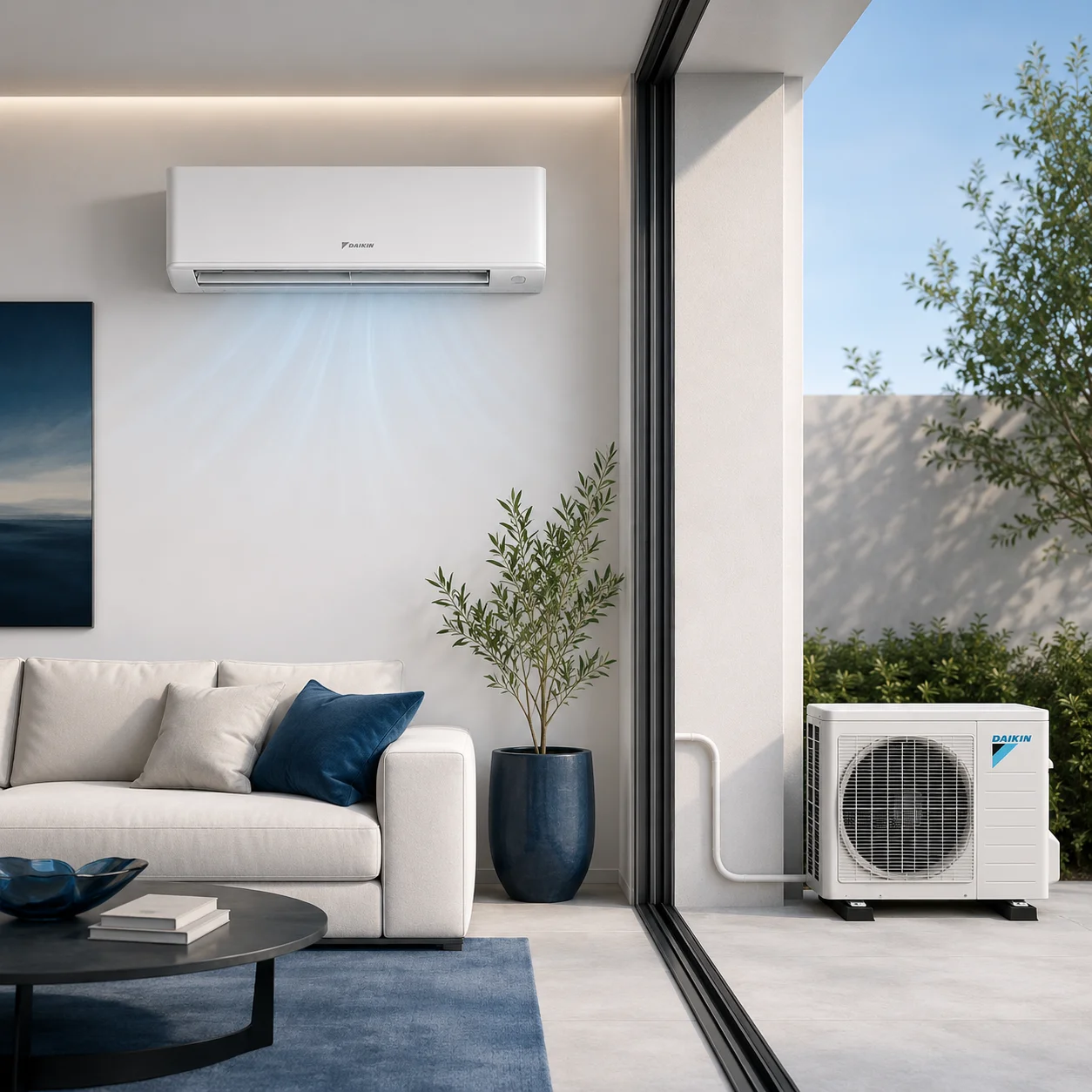 Daikin Emura installato in soggiorno moderno a Bergamo