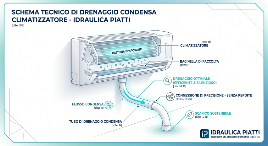 Schema tecnico di drenaggio condensa climatizzatore - Idraulica Piatti