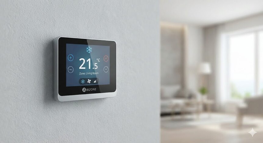 Termostato intelligente per controllo temperatura stanza per stanza impianto zonificato. 