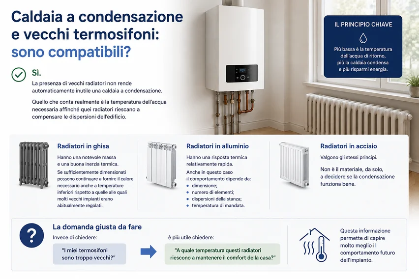 Caldaia a condensazione collegata a radiatori esistenti