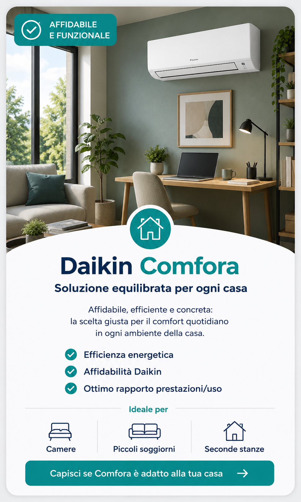 Daikin Comfora per climatizzazione domestica efficiente
