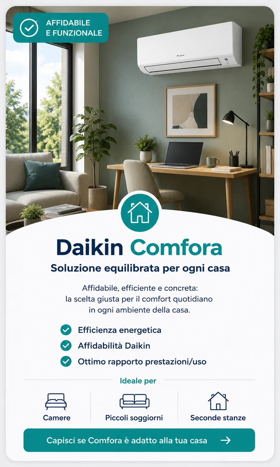 Daikin Comfora per climatizzazione domestica efficiente