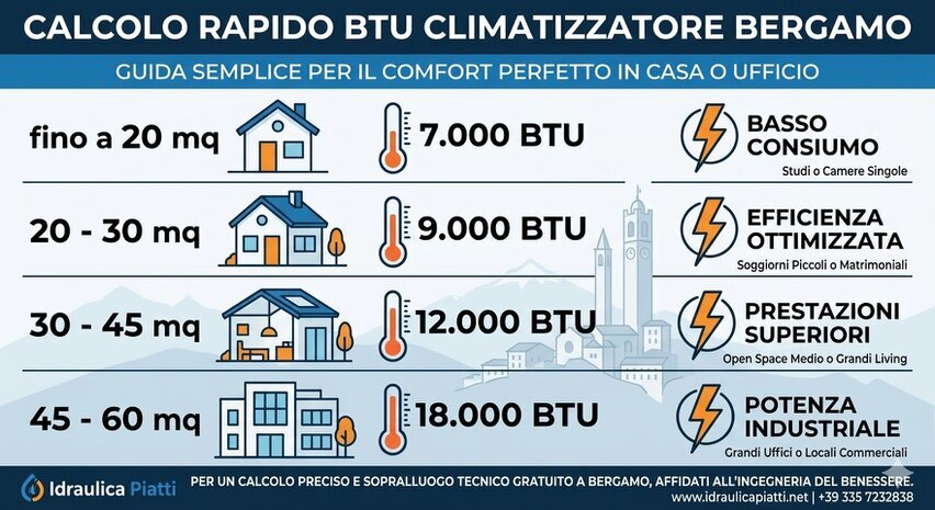 infografica calcolo btu climatizzatore bergamo